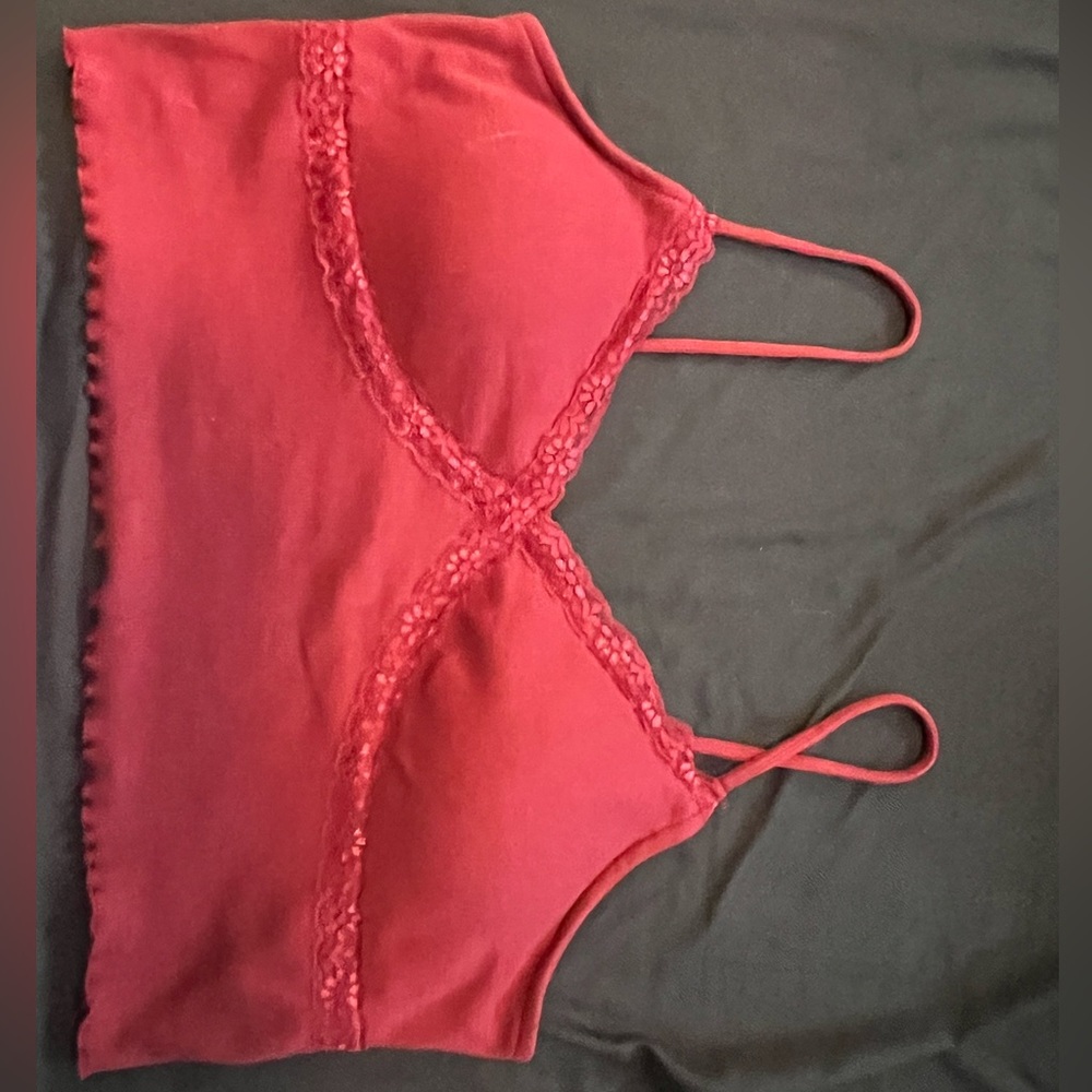 Burgundy lace crop top